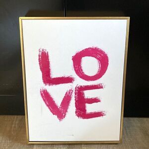 LOVE Wall Art Canvas Framed Artwork Graphic Pop Pink Home Gift Wedding Shower